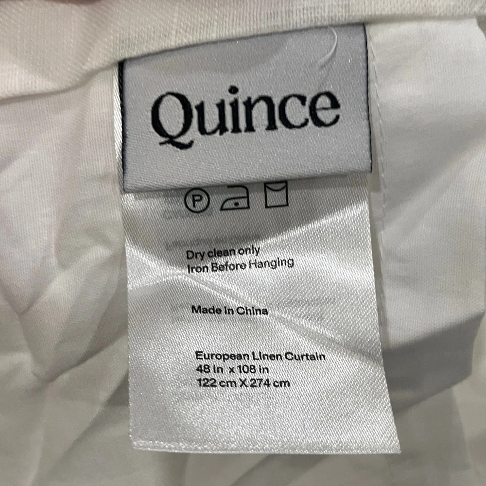 Quince 48” x 108” White European Linen Light Filtering Curtain Panel